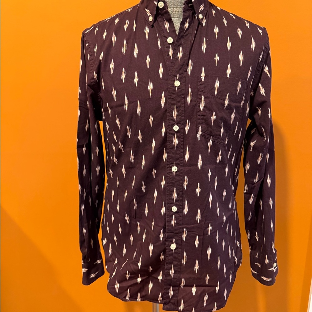 Club Monaco Oxblood Geometric Button-Down Shirt